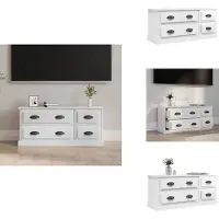 vidaXL Armoire TV blanc brillant 100x35,5x45 cm Bois composite - Meuble TV