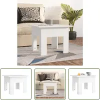 The Living Store Table basse blanche 55x55x42 cm bois composite