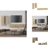 vidaXL Ensemble de 4 meubles TV Chêne Sonoma Matériau dérivé du bois - Meuble TV