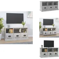 vidaXL Armoire TV gris béton 100x35x50 cm Bois composite - Meuble TV