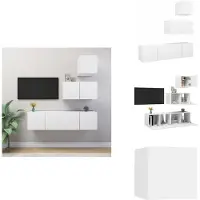vidaXL Ensemble de meubles TV 4 pièces Blanc Matériau dérivé du bois - Meubles TV