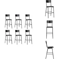 vidaXL Tabouret de bar 6 pcs noir contreplaqué massif acier - Tabouret de bar