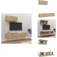 vidaXL Ensemble de 3 meubles TV Chêne Sonoma Matériau dérivé du bois - Meuble TV