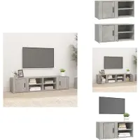 vidaXL Armoires TV 2 pcs. Gris béton 80x31,5x36 cm Bois composite - Meubles TV