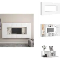 vidaXL Ensemble de 8 meubles TV Blanc Matériau dérivé du bois - Meubles TV