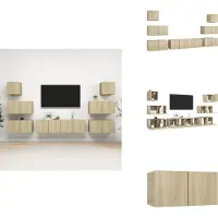 vidaXL Ensemble de 8 meubles TV Chêne Sonoma Matériau dérivé du bois - Meubles TV