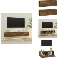 vidaXL Armoires murales TV 2 pcs. Chêne fumé 100x30x30 cm Matériau dérivé du bois - Meubles TV