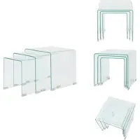 vidaXL Ensemble de trois tables de salon en verre trempé Transparent - Tables basses