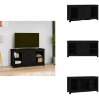 vidaXL Armoire TV noire 103x36,5x52 cm Pin massif - Meuble TV