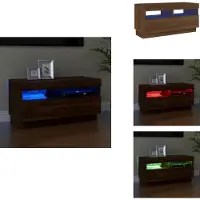 vidaXL Armoire TV avec lampes LED brun imitation chêne 80x35x40 cm - Meuble TV