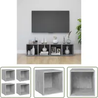 The Living Store Armoires TV 4 pcs. Gris béton 37x35x37 cm Bois composite