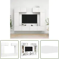 The Living Store 6 pcs. Ensemble de meubles TV blanc en bois composite