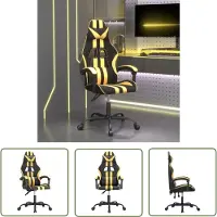 The Living Store Chaise de jeu Noir et Or Similicuir