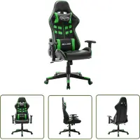 The Living Store Chaise de jeu noir et vert similicuir