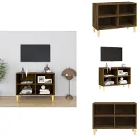 vidaXL Armoire TV avec pieds en bois massif chêne fumé 69,5x30x50 cm - Meuble TV