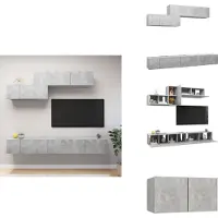 vidaXL Ensemble de 6 meubles TV gris béton Matériau dérivé du bois - Meubles TV
