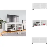 vidaXL Armoire TV avec roulettes Blanc 90x35x35 cm Bois composite - Meuble TV