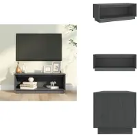 vidaXL Armoire TV Gris 90x35x35 cm Pin massif - Meubles TV