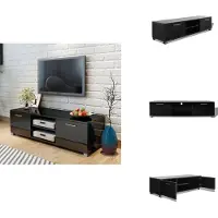 vidaXL Armoire TV noir brillant 120x40,5x35 cm - Meuble TV