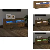 vidaXL Armoire TV avec lampes LED chêne fumé 90x35x40 cm - Meuble TV