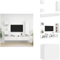 vidaXL Ensemble de 5 meubles TV Blanc Matériau dérivé du bois - Meubles TV