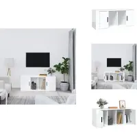 vidaXL Armoire TV blanc brillant 100x35x40 cm Bois composite - Meuble TV