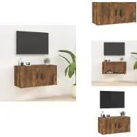 vidaXL Armoire TV murale chêne fumé 80x34,5x40 cm - Meuble TV