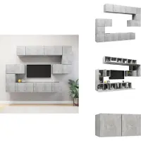 vidaXL Ensemble d'armoires TV 10 pièces gris béton Matériau dérivé du bois - Meubles TV