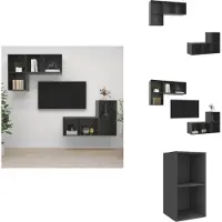 vidaXL Armoires murales TV 4 pcs. Gris brillant Matériau dérivé du bois - Meubles TV