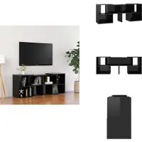 vidaXL Meuble TV noir brillant 104x30x52cm Bois composite - Meuble TV