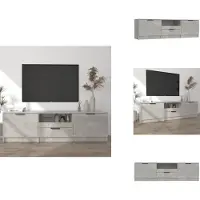 vidaXL Armoire TV gris béton 140x35x40 cm Bois composite - Meuble TV
