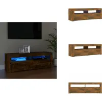 vidaXL Armoire TV avec lampes LED Chêne fumé 120x35x40 cm - Meuble TV
