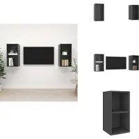 vidaXL Armoires murales TV 2 pcs. Gris brillant Matériau dérivé du bois - Meubles TV