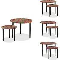 vidaXL Ensemble de tables basses 2 pcs. Tissu Chindi Multicolore - Tables basses