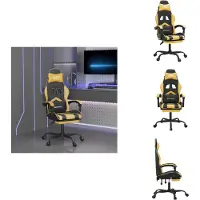 vidaXL Chaise de jeu avec repose-pieds Pivotant Noir & Or Similicuir - Fauteuil de jeu