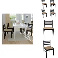 vidaXL Chaises de salle à manger 4 pcs. Marron hévéa massif et velours - Chaises de salle à manger