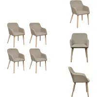vidaXL Chaises de salle à manger 4 pcs. Beige Tissu et chêne massif - Chaises de salle à manger