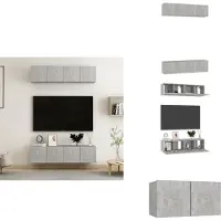 vidaXL Armoires TV 4 pcs. Béton gris 60x30x30 cm Matériau dérivé du bois - Meubles TV
