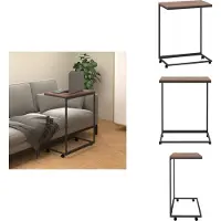 vidaXL Table d'appoint avec roulettes Noir 55x35x70 cm Bois composite - Tables basses