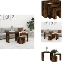 vidaXL Tables basses 3pcs Empilable Chêne fumé Bois composite - Tables basses