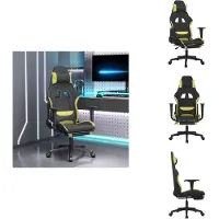 vidaXL Chaise de jeu avec repose-pieds noir et vert clair Tissu - Fauteuil de jeu