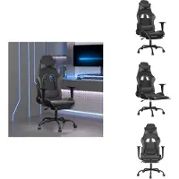 vidaXL Chaise de jeu avec massage & repose-pieds Noir & Gris Similicuir - Fauteuil de jeu