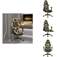 vidaXL Chaise de jeu avec massage & repose-pieds Noir Golden Similicuir - Fauteuil de jeu