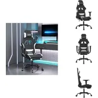 vidaXL Chaise de jeu avec repose-pieds noir et blanc Tissu - Fauteuil de jeu