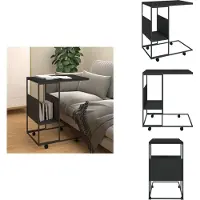 vidaXL Table d'appoint avec roulettes Noir 55x36x63,5 cm Bois composite - Tables basses
