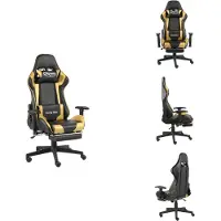 vidaXL Chaise de jeu avec repose-pieds pivotant Golden PVC - Fauteuil de jeu