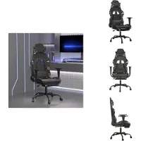 vidaXL Chaise de jeu avec repose-pieds noir et camouflage similicuir - Fauteuil de jeu