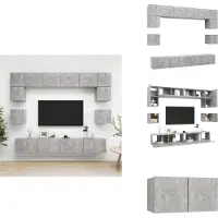 vidaXL Ensemble de 8 meubles TV en bois gris béton - Meubles TV
