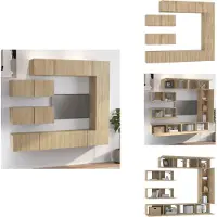 vidaXL Ensemble de 7 meubles TV Chêne Sonoma Matériau dérivé du bois - Meuble TV