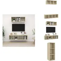 vidaXL Ensemble de 2 meubles TV Chêne Sonoma Matériau dérivé du bois - Meuble TV